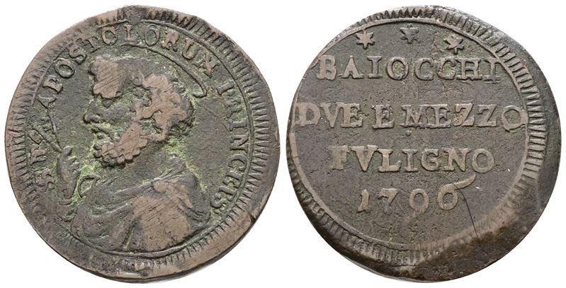 Pio VI, Sampietrino da 2,5 baiocchi, Foligno 1796
