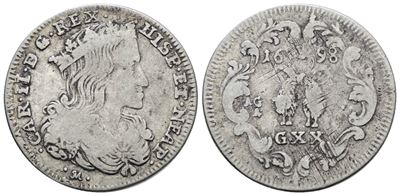 Carlo II di Spagna, Tarì 20 grana 1698, Argento