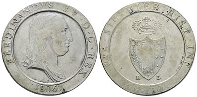 Ferdinando IV di Borbone, Piastra 120 grana 1805 "Capelli lisci"