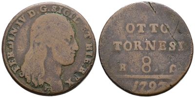 Ferdinando IV di Borbone, 8 tornesi 1797, Regno di Napoli