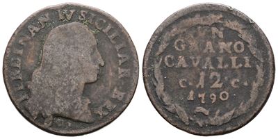 Ferdinando IV di Borbone, Grano 12 cavalli 1790 CC - Regno di Napoli, Raro