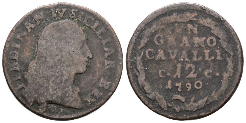 Ferdinando IV di Borbone, Grano 12 cavalli 1790 CC - Regno di Napoli, Raro