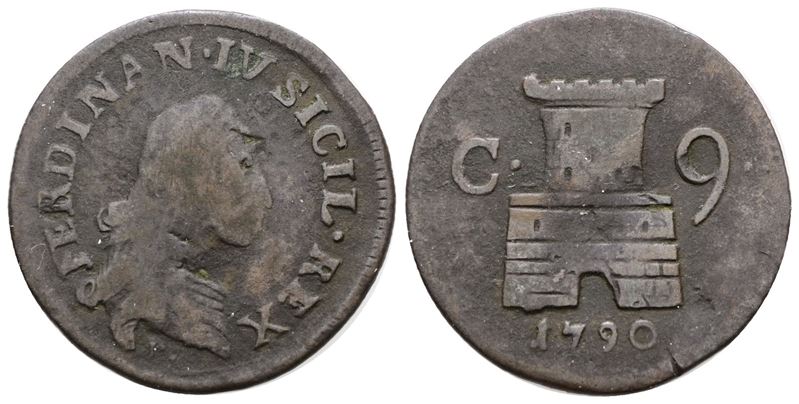 Ferdinando IV di Borbone, 9 Cavalli 1790, Monaco in Cu