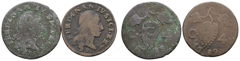 Ferdinando IV di Borbone, Lotto di 2 monete da 4 cavalli 1788 e 1789