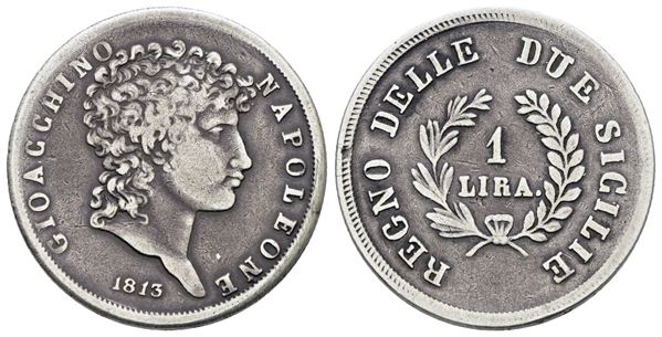NAPOLI. REGNO DELLE DUE SICILIE. Gioacchino Napoleone (1808-1815). Lira 1813. Ag; 5gr; Gig.16; Q.BB