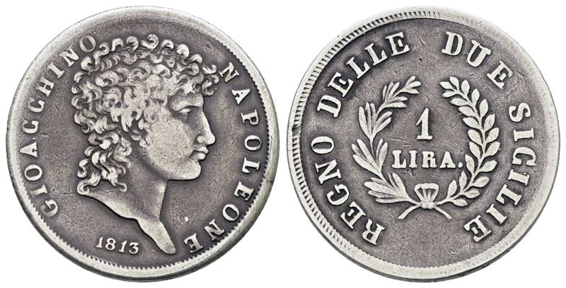 NAPOLI, Regno delle Due Sicilie. Lira di Gioacchino Napoleone (1813), Argento, 5gr