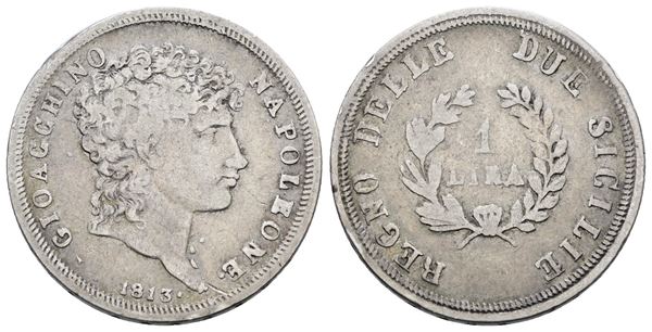 NAPOLI. REGNO DELLE DUE SICILIE. Gioacchino Napoleone (1808-1815). Lira 1813. Ag; 5gr; Gig.16a; NC; Q.BB
