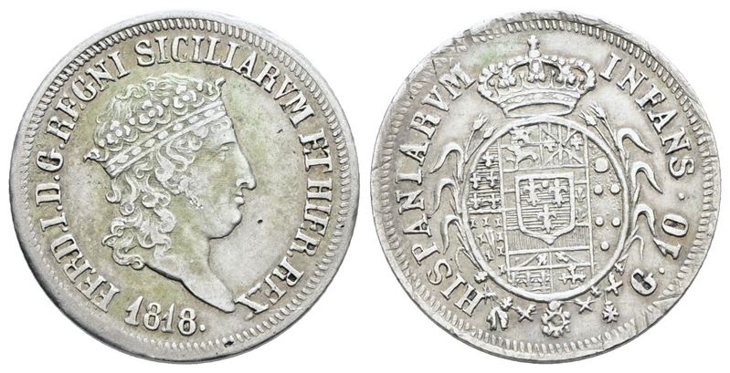 Ferdinando I di Borbone, Carlino 10 grana 1818 - Regno delle Due Sicilie