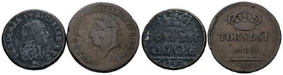 Ferdinando IV di Borbone, Lotto di 2 monete da 10 tornesi 1798, 1819