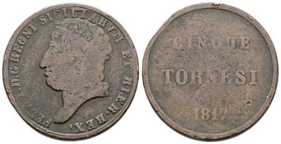Ferdinando I di Borbone, 5 tornesi 1817, Regno delle Due Sicilie