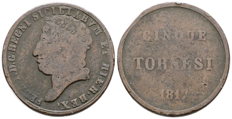 Ferdinando I di Borbone, 5 tornesi 1817, Regno delle Due Sicilie