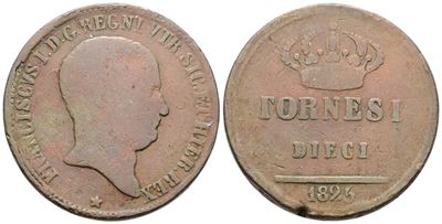 Francesco I di Borbone, 10 tornesi 1825, Regno delle Due Sicilie