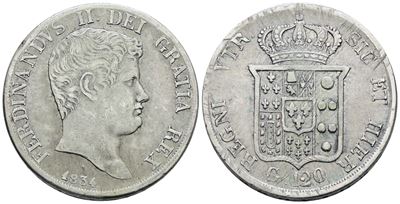 Ferdinando II di Borbone, Piastra 120 grana 1834 in argento