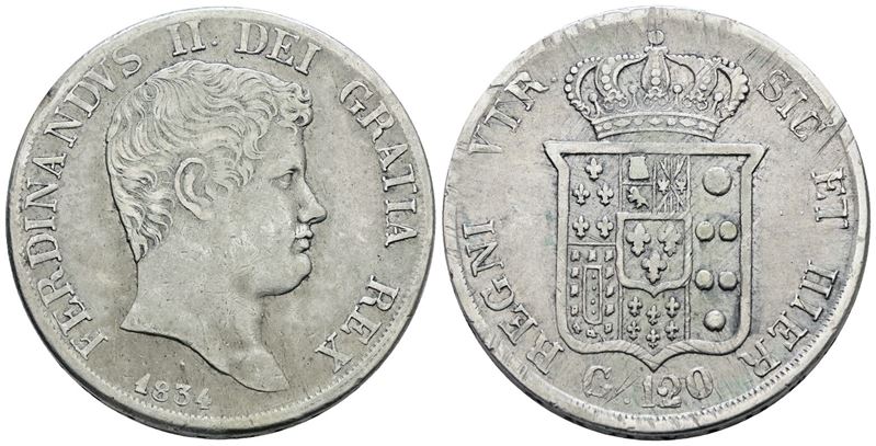 Ferdinando II di Borbone, Piastra 120 grana 1834 in argento