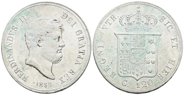 NAPOLI. REGNO DELLE DUE SICILIE. Ferdinando II di Borbone (1830-1859). Piastra 120 grana 1856. Ag; 27,5gr; Gig.87; SPL