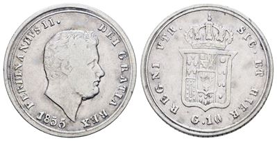 Ferdinando II di Borbone, Carlino da 10 grana del Regno delle Due Sicilie, 1855