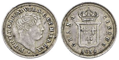Ferdinando II di Borbone, 5 grana 1838, Regno delle Due Sicilie