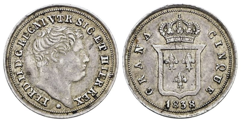Ferdinando II di Borbone, 5 grana 1838, Regno delle Due Sicilie