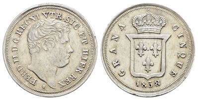 Ferdinando II di Borbone, 5 grana 1838, Regno delle Due Sicilie
