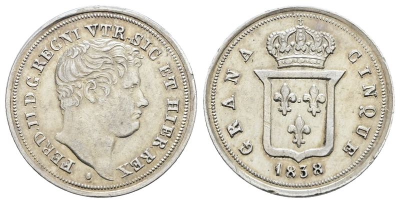 Ferdinando II di Borbone, 5 grana 1838, Regno delle Due Sicilie