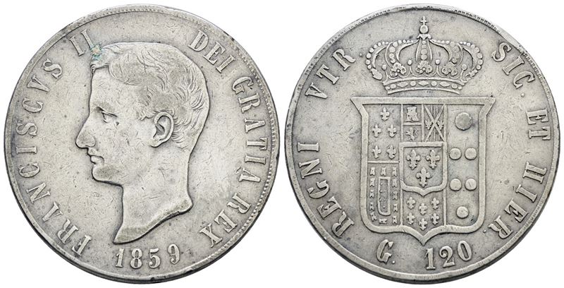 Francesco II di Borbone, Piastra 120 grana 1859, Regno delle Due Sicilie