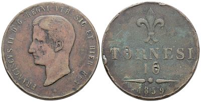 Francesco II di Borbone, 10 tornesi del Regno delle Due Sicilie 1859