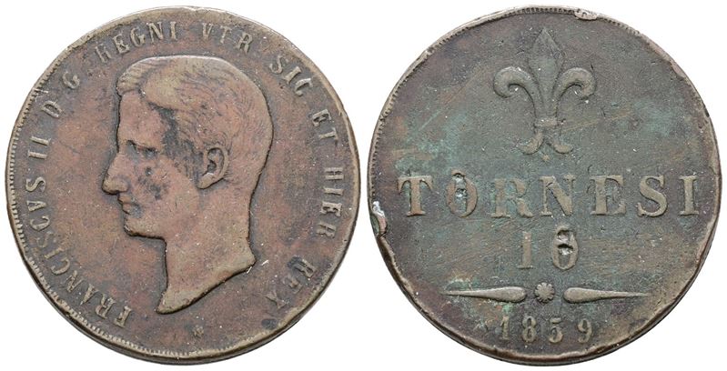 Francesco II di Borbone, 10 tornesi del Regno delle Due Sicilie 1859