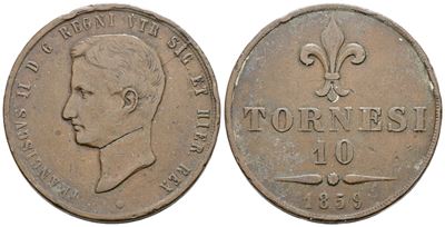 Francesco II di Borbone, 10 tornesi 1859, Regno delle Due Sicilie