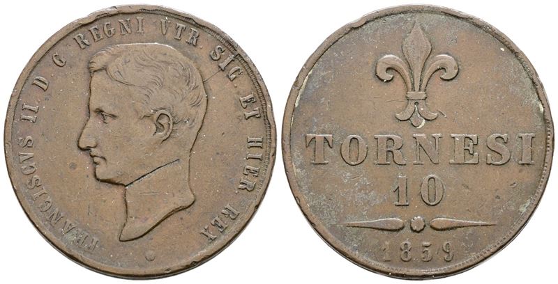 Francesco II di Borbone, 10 tornesi 1859, Regno delle Due Sicilie