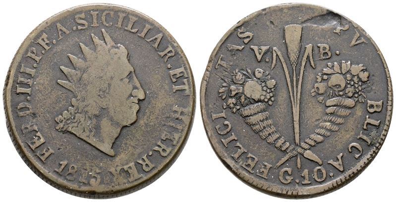 Ferdinando III di Borbone, 10 grani 1815, Regno di Sicilia