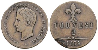 Francesco II di Borbone, 2 tornesi 1859, Regno delle Due Sicilie
