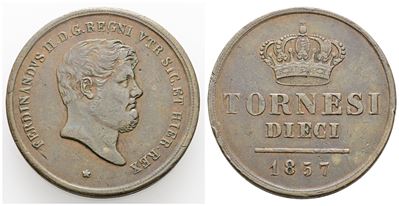 Ferdinando II di Borbone, 10 tornesi 1857, Regno delle Due Sicilie