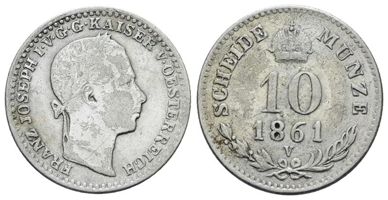 Francesco Giuseppe I, 10 kreuzer 1861, Regno Lombardo Veneto