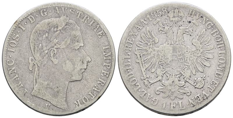 Venezia. Regno Lombardo Veneto. Francesco Giuseppe (1848-1866). Fiorino 1858. Ag; 12,35gr; Gig.82...