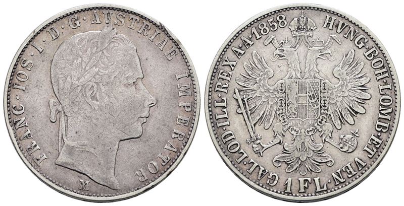 Francesco Giuseppe, Fiorino del Regno Lombardo Veneto (1858), Ag 12,35gr, Gig.81