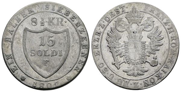 GORIZIA. Francesco II d'Asburgo (1797-1805). 15 soldi 1802 (F, Hall). Mi; 5,2gr; Gig.2; BB