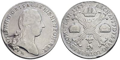 Giuseppe II d'Asburgo, Crocione 1789, argento, 29,5 gr