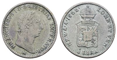 Francesco I d'Asburgo, 1/4 di lira 1822, Regno Lombardo Veneto