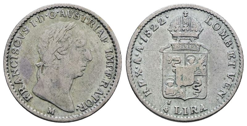 Francesco I d'Asburgo, 1/4 di lira 1822, Regno Lombardo Veneto