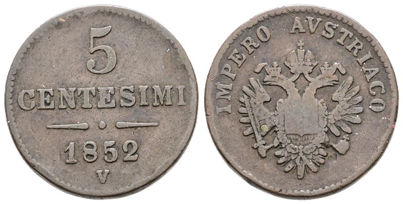 Francesco Giuseppe I, 5 centesimi 1852, Regno Lombardo Veneto