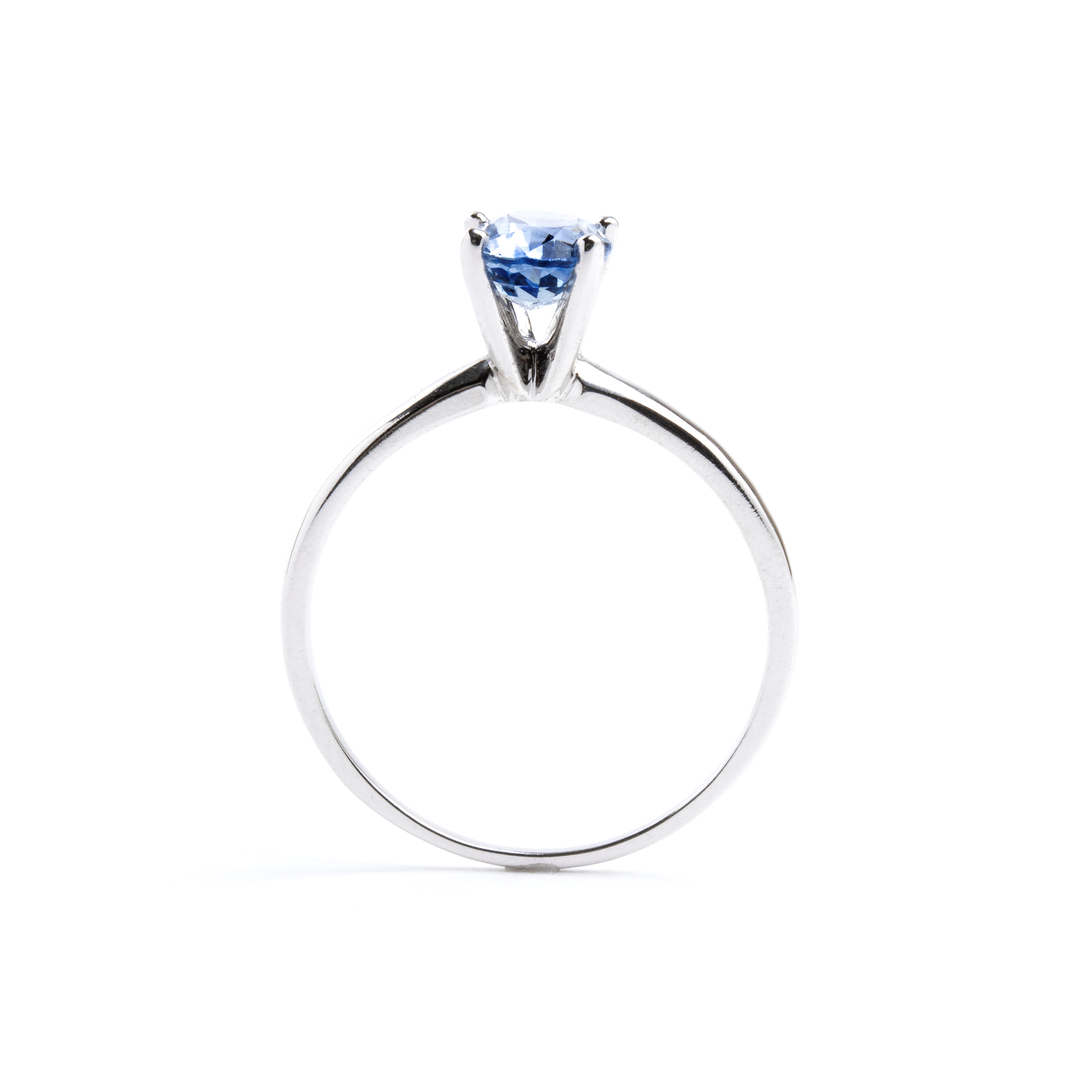 Oro bianco 14k, Anello con zaffiro ovale (N. 01, ~1,15 ct)