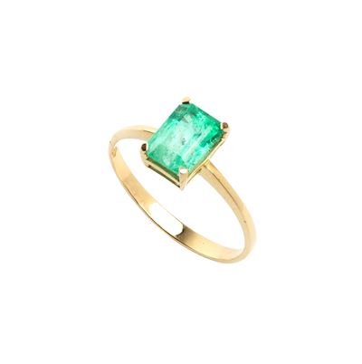 Anello in oro giallo 18k con smeraldo
