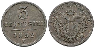 Francesco Giuseppe, 3 centesimi 1852, Regno Lombardo Veneto