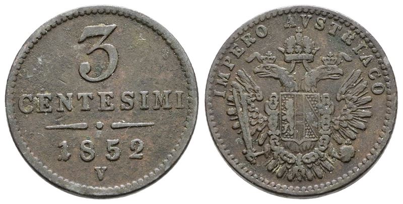 Francesco Giuseppe, 3 centesimi 1852, Regno Lombardo Veneto