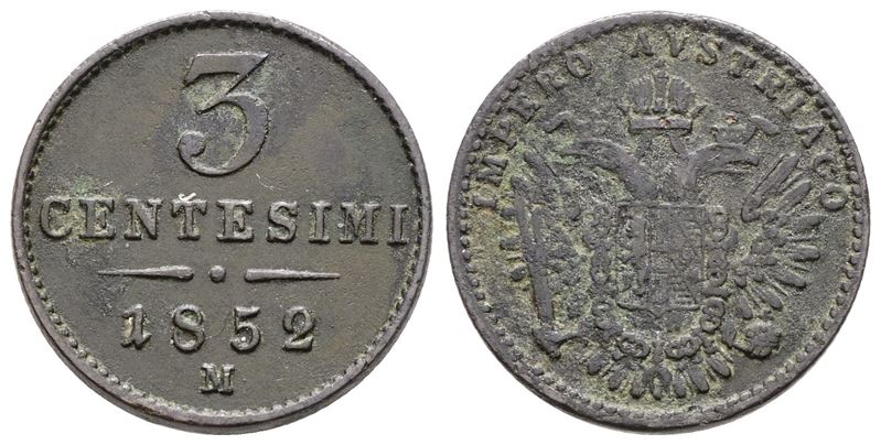 Francesco Giuseppe, 3 centesimi 1852, Regno Lombardo Veneto