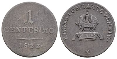 Francesco I d'Asburgo, 1 centesimo 1822, Regno Lombardo Veneto