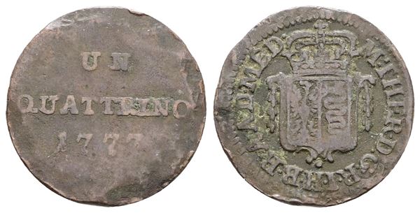 MILANO, Maria Teresa d'Asburgo (1740-1780). Quattrino 1777. Cu; 1,9gr; MIR 95; NC; MB
