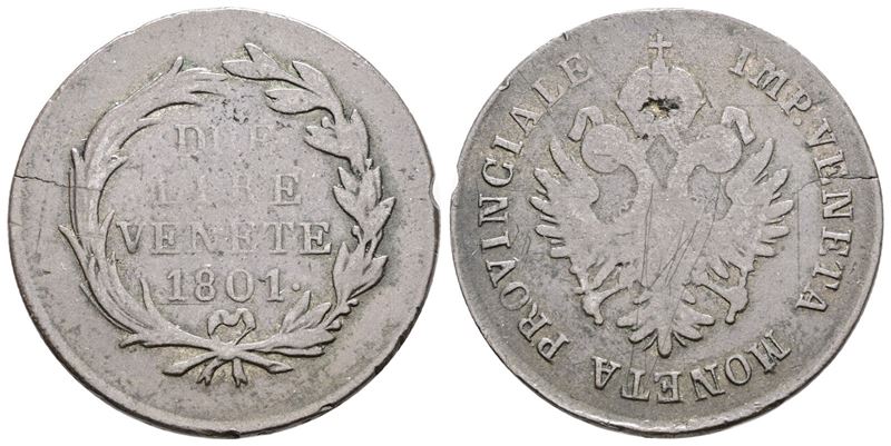 Francesco II d'Asburgo, 2 lire 1801 - Provincia Veneta