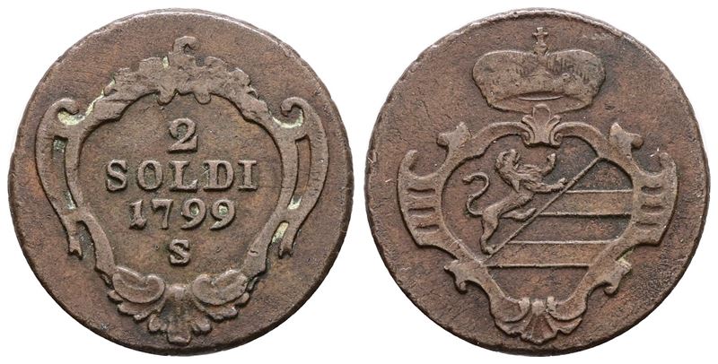 Francesco II d'Asburgo, Moneta da 2 soldi, 1799, S. Cu, 5,5 g