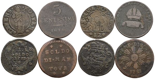 VENEZIA, MANTOVA, GORIZIA, MILANO. Interessante lotto di 4 monete. Cu; epoche e conservazioni varie.